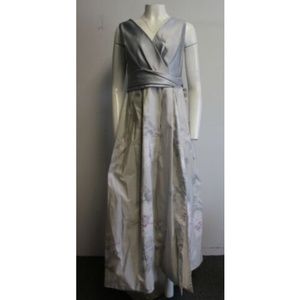 NWT $1920 MAIER steel floral ball gown dress sz 14